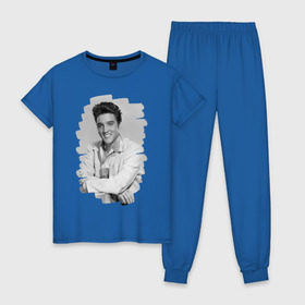 Женская пижама хлопок с принтом Elvis Presley в Курске, 100% хлопок | брюки и футболка прямого кроя, без карманов, на брюках мягкая резинка на поясе и по низу штанин | elvis presley | король | рок н ролл | элвис пресли