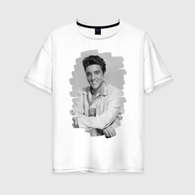 Женская футболка хлопок Oversize с принтом Elvis Presley в Курске, 100% хлопок | свободный крой, круглый ворот, спущенный рукав, длина до линии бедер
 | elvis presley | король | рок н ролл | элвис пресли