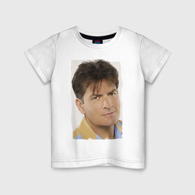 Детская футболка хлопок с принтом Чарли Шин (Charlie Sheen) в Курске, 100% хлопок | круглый вырез горловины, полуприлегающий силуэт, длина до линии бедер | charlie sheen | кинозвезда | ситком | чарли шин