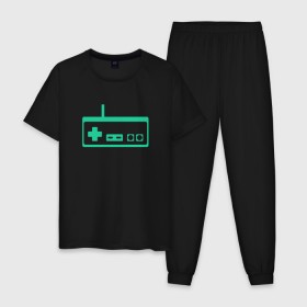 Мужская пижама хлопок с принтом GamePad Nintendo classic в Курске, 100% хлопок | брюки и футболка прямого кроя, без карманов, на брюках мягкая резинка на поясе и по низу штанин
 | 