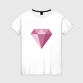 Женская футболка хлопок с принтом Бриллиант в Курске, 100% хлопок | прямой крой, круглый вырез горловины, длина до линии бедер, слегка спущенное плечо | diamond | алмаз | бриллиант | минимал | простой и красочный рисунокminimal
