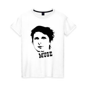 Женская футболка хлопок с принтом Muse в Курске, 100% хлопок | прямой крой, круглый вырез горловины, длина до линии бедер, слегка спущенное плечо | солист группы musemuse
