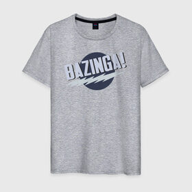 Мужская футболка хлопок с принтом Black Big Bang Theory Bazinga в Курске, 100% хлопок | прямой крой, круглый вырез горловины, длина до линии бедер, слегка спущенное плечо. | black big bang theory bazinga теория большого