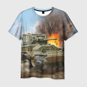 Мужская футболка 3D с принтом Танк в Курске, 100% полиэфир | прямой крой, круглый вырез горловины, длина до линии бедер | армия | войска | сила | танк | танки | танкист | танковые войска