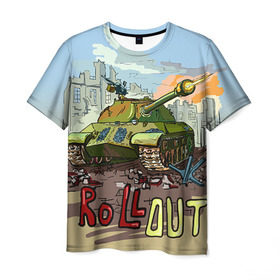 Мужская футболка 3D с принтом Танк roll out в Курске, 100% полиэфир | прямой крой, круглый вырез горловины, длина до линии бедер | roll out | армия | войска | сила | танк | танки | танкист | танковые войска