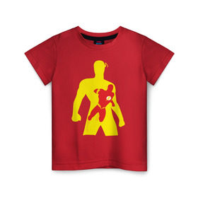 Детская футболка хлопок с принтом Flash Minimalist Comics в Курске, 100% хлопок | круглый вырез горловины, полуприлегающий силуэт, длина до линии бедер | flash minimalist comics justice flash флеш