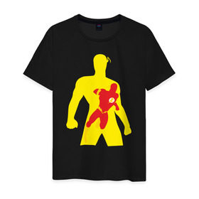 Мужская футболка хлопок с принтом Flash Minimalist Comics в Курске, 100% хлопок | прямой крой, круглый вырез горловины, длина до линии бедер, слегка спущенное плечо. | flash minimalist comics justice flash флеш