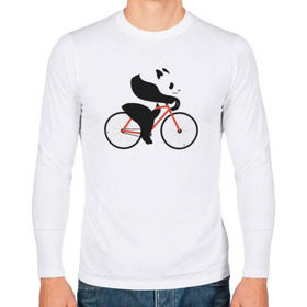 Мужской лонгслив хлопок с принтом Панда на велосипеде в Курске, 100% хлопок |  | Тематика изображения на принте: панда