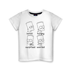 Детская футболка хлопок с принтом Bart Emotions в Курске, 100% хлопок | круглый вырез горловины, полуприлегающий силуэт, длина до линии бедер | emotions bart simpson барт симпсон эмоции