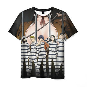 Мужская футболка 3D с принтом Prison School в Курске, 100% полиэфир | прямой крой, круглый вырез горловины, длина до линии бедер | kangoku gakuen | kiyoshi fujino | киёши фуджино | призон скул