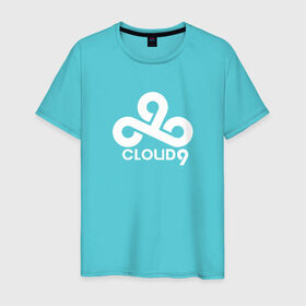 Мужская футболка хлопок с принтом Cloud9 в Курске, 100% хлопок | прямой крой, круглый вырез горловины, длина до линии бедер, слегка спущенное плечо. | Тематика изображения на принте: на макете изображен логотип известной киберспортивной команды cloud9cloud9