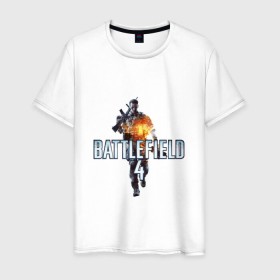 Мужская футболка хлопок с принтом Battlefield 4 в Курске, 100% хлопок | прямой крой, круглый вырез горловины, длина до линии бедер, слегка спущенное плечо. | логотип battlefield 4bf battlefield