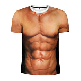 Мужская футболка 3D спортивная с принтом Идеальное тело в Курске, 100% полиэстер с улучшенными характеристиками | приталенный силуэт, круглая горловина, широкие плечи, сужается к линии бедра | Тематика изображения на принте: идеальное | пресс | спорт | тело | торс