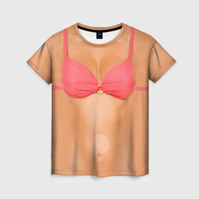 Женская футболка 3D с принтом Идеальное тело в Курске, 100% полиэфир ( синтетическое хлопкоподобное полотно) | прямой крой, круглый вырез горловины, длина до линии бедер | грудь | идеальное | купальник | пресс | спорт | тело | торс