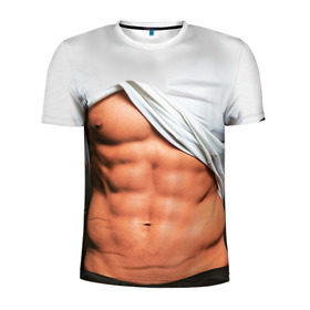 Мужская футболка 3D спортивная с принтом Идеальное тело в Курске, 100% полиэстер с улучшенными характеристиками | приталенный силуэт, круглая горловина, широкие плечи, сужается к линии бедра | идеальное | пресс | спорт | тело | торс