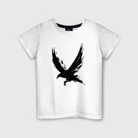 Детская футболка хлопок с принтом Ворон в Курске, 100% хлопок | круглый вырез горловины, полуприлегающий силуэт, длина до линии бедер | ворона | черная ворона | черная ворона в виде рисунка краской | черниламиворон