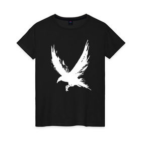 Женская футболка хлопок с принтом Белая ворона в Курске, 100% хлопок | прямой крой, круглый вырез горловины, длина до линии бедер, слегка спущенное плечо | белая ворона | нарисованная краской | черниламиворон