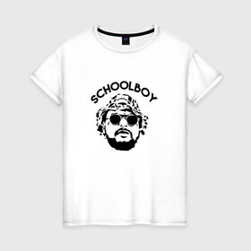 Женская футболка хлопок с принтом Schoolboy q в Курске, 100% хлопок | прямой крой, круглый вырез горловины, длина до линии бедер, слегка спущенное плечо | rap | schoolboy q | рэп | скулбой
