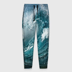 Мужские брюки 3D с принтом Волна в Курске, 100% полиэстер | манжеты по низу, эластичный пояс регулируется шнурком, по бокам два кармана без застежек, внутренняя часть кармана из мелкой сетки | Тематика изображения на принте: вода | волны | море | пейзаж