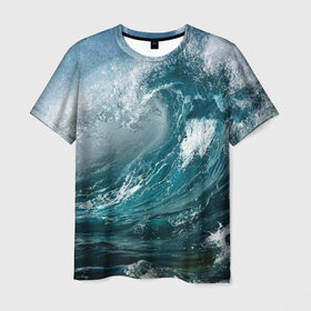 Мужская футболка 3D с принтом Волна в Курске, 100% полиэфир | прямой крой, круглый вырез горловины, длина до линии бедер | вода | волны | море | пейзаж