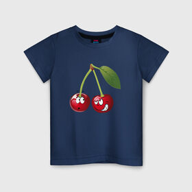 Детская футболка хлопок с принтом Вишня в Курске, 100% хлопок | круглый вырез горловины, полуприлегающий силуэт, длина до линии бедер | вишнявишня | смайл | смайлик | улыбка | фрукты