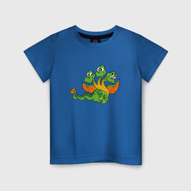 Детская футболка хлопок с принтом Змей Горыныч в Курске, 100% хлопок | круглый вырез горловины, полуприлегающий силуэт, длина до линии бедер | Тематика изображения на принте: дети | змей горыныч | змей горынычдракон