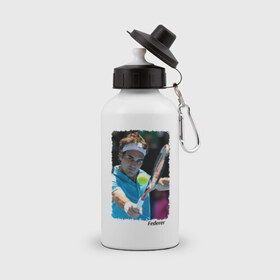 Бутылка спортивная с принтом Роджер Федерер в Курске, металл | емкость — 500 мл, в комплекте две пластиковые крышки и карабин для крепления | roger federer | роджер федерер | теннис | чампион