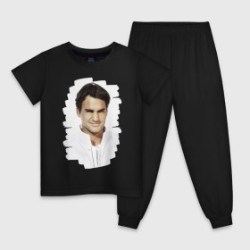 Детская пижама хлопок с принтом Roger Federer в Курске, 100% хлопок |  брюки и футболка прямого кроя, без карманов, на брюках мягкая резинка на поясе и по низу штанин
 | roger federer | роджер федерер | теннис | чемпион