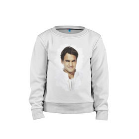 Детский свитшот хлопок с принтом Roger Federer в Курске, 100% хлопок | круглый вырез горловины, эластичные манжеты, пояс и воротник | roger federer | роджер федерер | теннис | чемпион