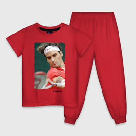 Детская пижама хлопок с принтом Роджер Федерер в Курске, 100% хлопок |  брюки и футболка прямого кроя, без карманов, на брюках мягкая резинка на поясе и по низу штанин
 | roger federer | роджер федерер | теннис | чемпион