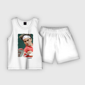 Детская пижама с шортами хлопок с принтом Роджер Федерер в Курске,  |  | roger federer | роджер федерер | теннис | чемпион