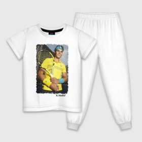 Детская пижама хлопок с принтом Рафаэль Надаль в Курске, 100% хлопок |  брюки и футболка прямого кроя, без карманов, на брюках мягкая резинка на поясе и по низу штанин
 | rafael nadal | рафаэль надаль | теннис | чемпион