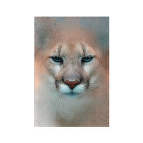 Обложка для паспорта матовая кожа с принтом Пума в Курске, натуральная матовая кожа | размер 19,3 х 13,7 см; прозрачные пластиковые крепления | животные | киса | кошка | пума