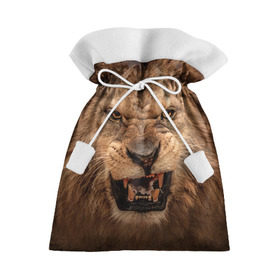 Подарочный 3D мешок с принтом Лев в Курске, 100% полиэстер | Размер: 29*39 см | Тематика изображения на принте: животные | злой лев | зубы | лев | оскал