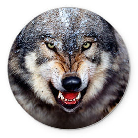 Коврик круглый с принтом Волк в Курске, резина и полиэстер | круглая форма, изображение наносится на всю лицевую часть | волк | животные | злой волк | зубы | оскал
