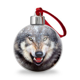 Ёлочный шар с принтом Волк в Курске, Пластик | Диаметр: 77 мм | волк | животные | злой волк | зубы | оскал