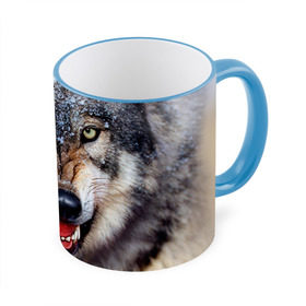 Кружка 3D с принтом Волк в Курске, керамика | ёмкость 330 мл | Тематика изображения на принте: волк | животные | злой волк | зубы | оскал