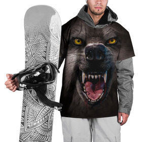 Накидка на куртку 3D с принтом Злой волк в Курске, 100% полиэстер |  | волк | животные | злой волк | зубы | оскал