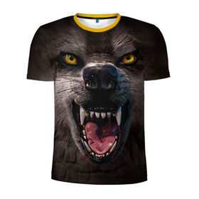 Мужская футболка 3D спортивная с принтом Злой волк в Курске, 100% полиэстер с улучшенными характеристиками | приталенный силуэт, круглая горловина, широкие плечи, сужается к линии бедра | волк | животные | злой волк | зубы | оскал