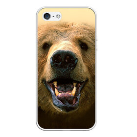 Чехол для Apple iPhone 5/5S силиконовый с принтом Мишка в Курске, Силикон | Область печати: задняя сторона чехла, без боковых панелей | Тематика изображения на принте: бурый | гризли | животные | медведь | мишка