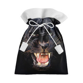 Подарочный 3D мешок с принтом Пантера в Курске, 100% полиэстер | Размер: 29*39 см | Тематика изображения на принте: животные | зубы | киса | киска | кошка | оскал | пантера
