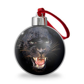 Ёлочный шар с принтом Пантера в Курске, Пластик | Диаметр: 77 мм | Тематика изображения на принте: животные | зубы | киса | киска | кошка | оскал | пантера