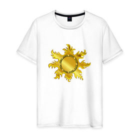 Мужская футболка хлопок с принтом Солнце ацтеков в Курске, 100% хлопок | прямой крой, круглый вырез горловины, длина до линии бедер, слегка спущенное плечо. | 