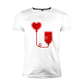 Мужская футболка премиум с принтом Донор крови в Курске, 92% хлопок, 8% лайкра | приталенный силуэт, круглый вырез ворота, длина до линии бедра, короткий рукав | Тематика изображения на принте: донор кровидонор | кровь | сердце