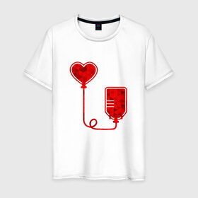 Мужская футболка хлопок с принтом Донор крови в Курске, 100% хлопок | прямой крой, круглый вырез горловины, длина до линии бедер, слегка спущенное плечо. | Тематика изображения на принте: донор кровидонор | кровь | сердце