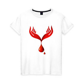Женская футболка хлопок с принтом Донор крови в Курске, 100% хлопок | прямой крой, круглый вырез горловины, длина до линии бедер, слегка спущенное плечо | 