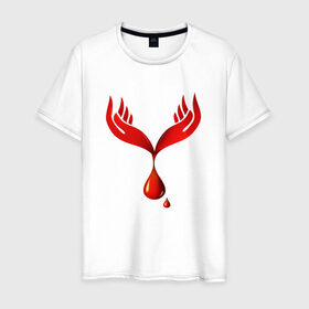 Мужская футболка хлопок с принтом Донор крови в Курске, 100% хлопок | прямой крой, круглый вырез горловины, длина до линии бедер, слегка спущенное плечо. | 