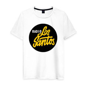 Мужская футболка хлопок с принтом Radio Los Santos в Курске, 100% хлопок | прямой крой, круглый вырез горловины, длина до линии бедер, слегка спущенное плечо. | Тематика изображения на принте: 