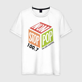 Мужская футболка хлопок с принтом Non Stop Pop в Курске, 100% хлопок | прямой крой, круглый вырез горловины, длина до линии бедер, слегка спущенное плечо. | Тематика изображения на принте: 