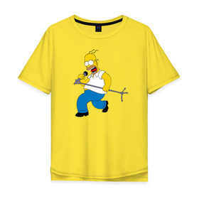 Мужская футболка хлопок Oversize с принтом Homer Rock в Курске, 100% хлопок | свободный крой, круглый ворот, “спинка” длиннее передней части | homer rock гомер рок simpsons симпсоны